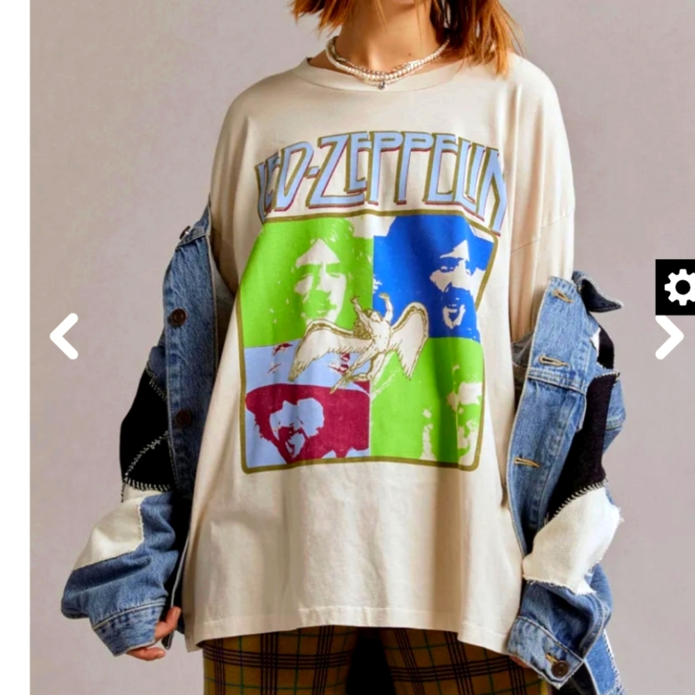 REVOLVE DAYDREAMER Led Zeppelin Four Square Merch Tee, Dirty White NWT, Size S - Picture 12 of 16